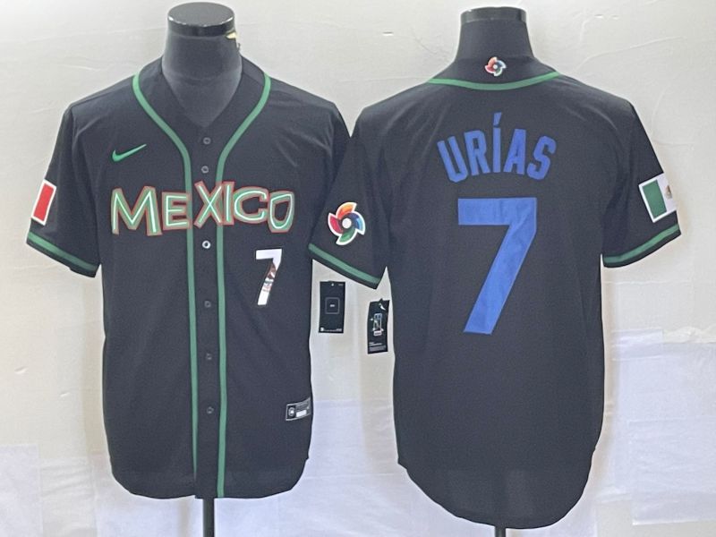 Men 2023 World Cub Mexico #7 Urias Black blue Nike MLB Jersey11->more jerseys->MLB Jersey